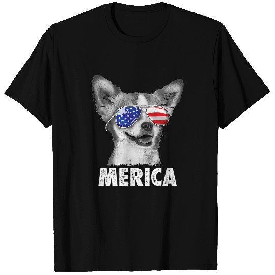 Chihuahua Pet 4th of July Merica Men Women American Flag Gifts T-Shirts