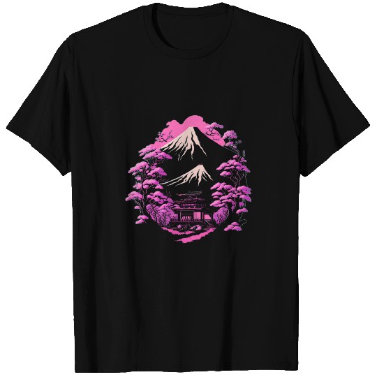 Japanese Garden Japan Art Mount Fuji Cherry Blossoms Geisha T-Shirts