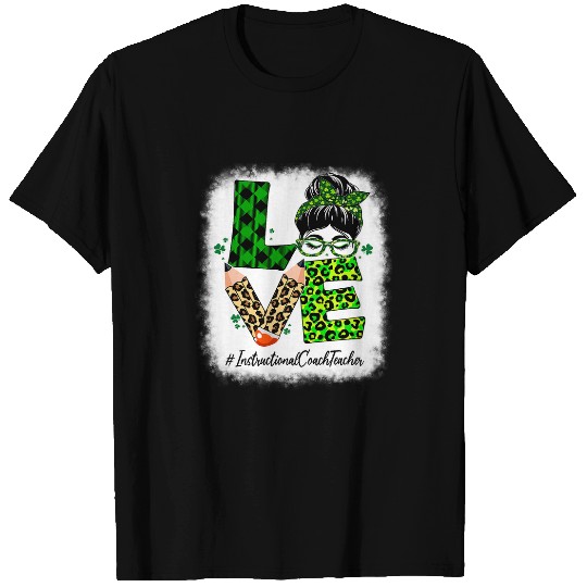 Instructional Coachs Teacher Love Women Bleached Messy Bun T-Shirts