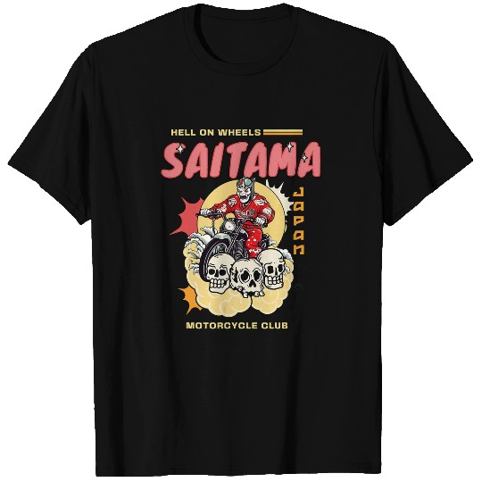 Saitama Japan Motorcycle Club Biker MC Wheels Retro Skulls T-Shirts