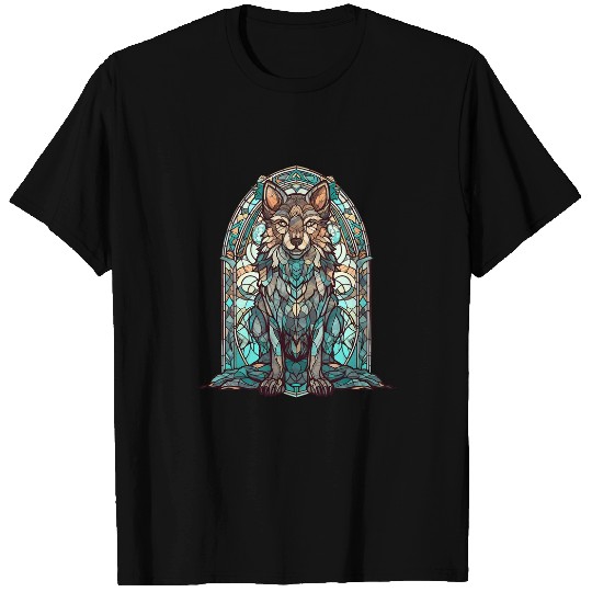 Coyote Mammal Stained Glass wolfs Art Wolves wolfs Family Dad Mom Baby T-Shirts