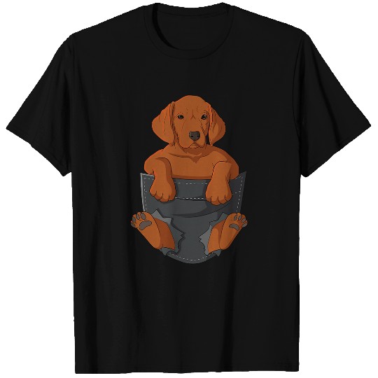 Dog in pocket Vizsla chest pocket T-Shirts