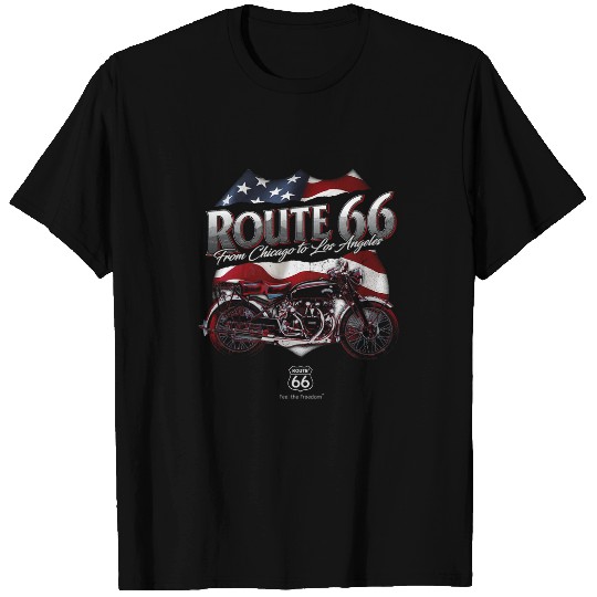 Route 66 US Flag 2Motorcycle T-Shirts