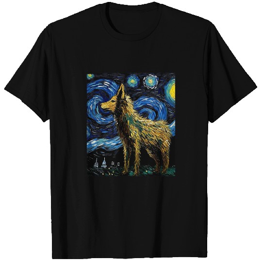 Coyote Mammal Starry Night Animal Lover Gifts Graphic Tees T-Shirts