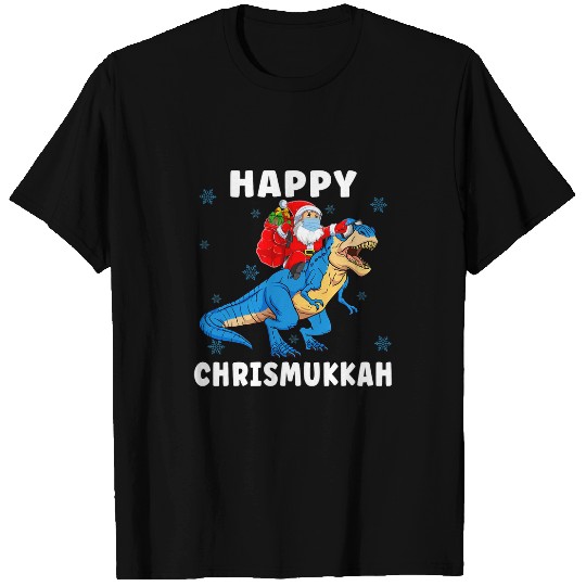 Dinosaur Pet Santa T rexs Dinosaur Happy Chrismukkah Hanukkah Christmas T-Shirts