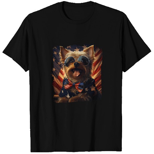 Stars Stripes vintages Microphone Yorkshire Terrier 4th T-Shirts
