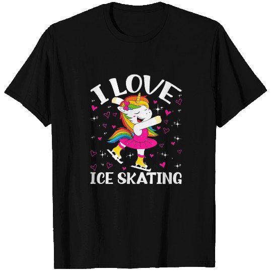Unicorn Pet I Love Ice Skating Cute Ice Dancing Rainbow Unicorn Girl T-Shirts