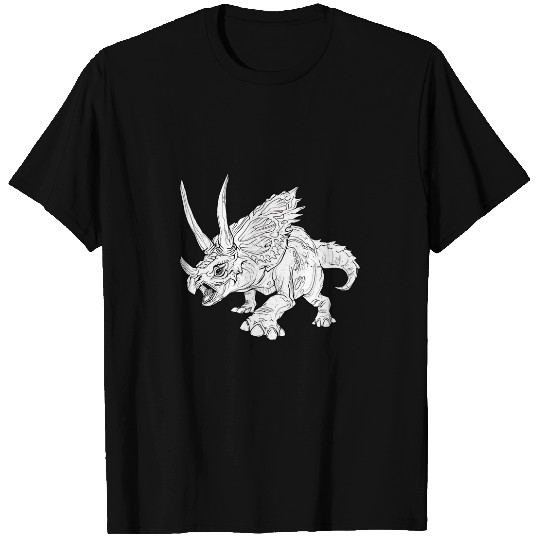 Dinosaur Pet Granite pencil like triceratops dinosaur drawing outlined T-Shirts