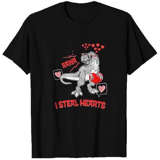 Dinosaur Pet I Steal Hearts Valentines Day Dinosaur Boys Men Love T rexs 3 T-Shirts