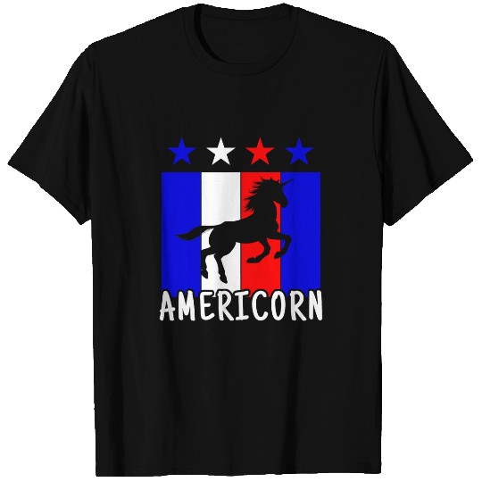Unicorn Pet Americorn 4th Of July Unicorn Red White Blue American T-Shirts