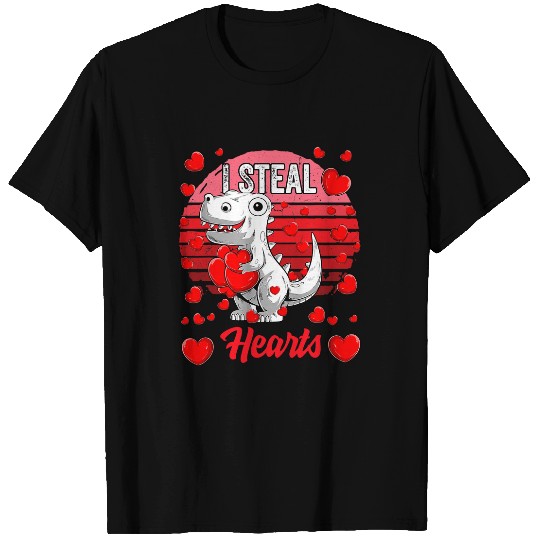 Dinosaur Pet I Steal Hearts Valentines Day Dinosaur Boys Men Love T rex T-Shirts