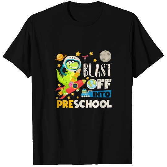 Dinosaur Pet Blast Off Into Preschool First Day of School Dinosaur Astro T-Shirts