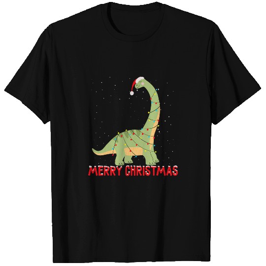 Dinosaur Pet Cute Brontosaurus Christmas Tree Lights T-Shirts