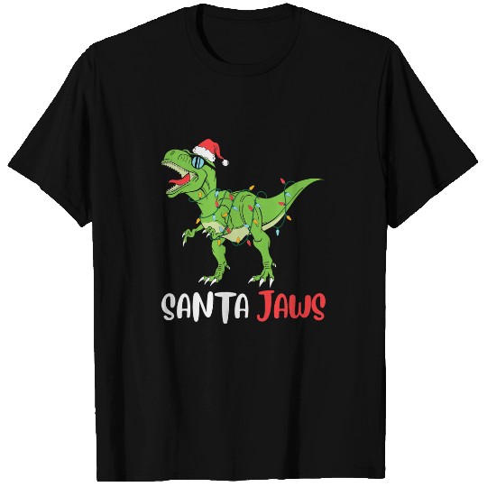 Dinosaur Pet Santa Jaws Funny Merry xmass Dinosaur Santa T Rex T-Shirts