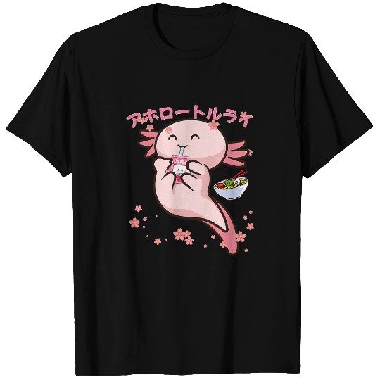Axolotls Pet Kawaii Axolotls Life Ramen Strawberry Milk Shake Japanese 182 T-Shirts