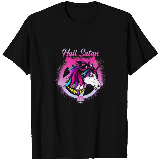 Unicorn Pet Hail Satan Unicorn Death Metal Satanic Unicorn Pentagram 322 T-Shirts