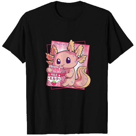 Axolotls Pet Kawaii Strawberry Milk Axolotls Lover Outfit T-Shirts