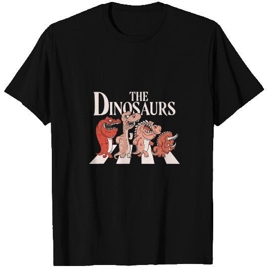 Dinosaur Pet 4 Dinosaurs Walking Across A Crosswalk Over The Abbey Road T-Shirts