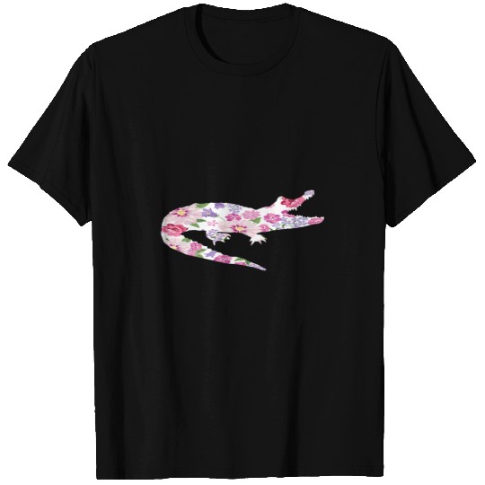 Alligator Pet Floral Print Flower Lovers Hippie Hawaiian Gifts T-Shirts