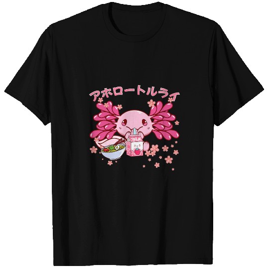 Axolotls Pet Kawaii Axolotls Life Ramen Strawberry Milk Shake Japanese 460 T-Shirts