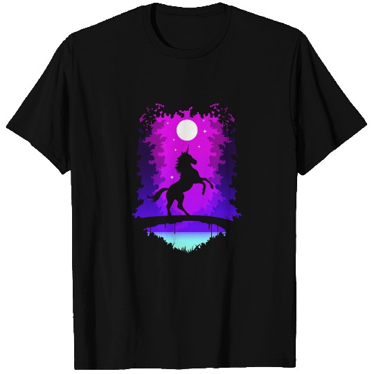 Unicorn Pet Pink Magical Dreamy Night Silhouette Animal Art T-Shirts
