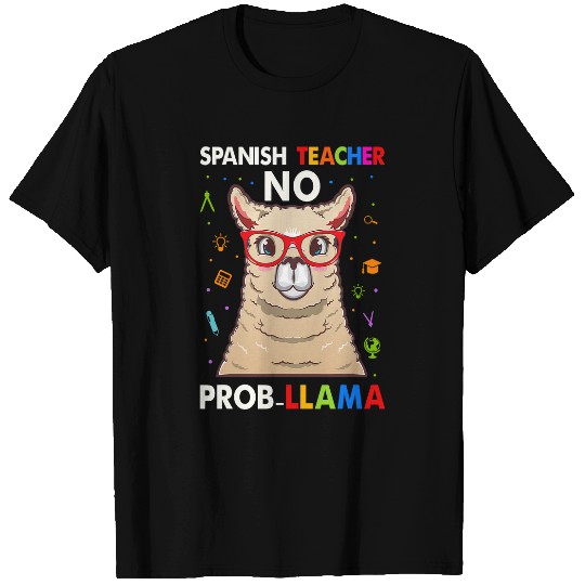 Llama Pet Spanish Teacher No Probllama Funny Llama Maestra T-Shirts
