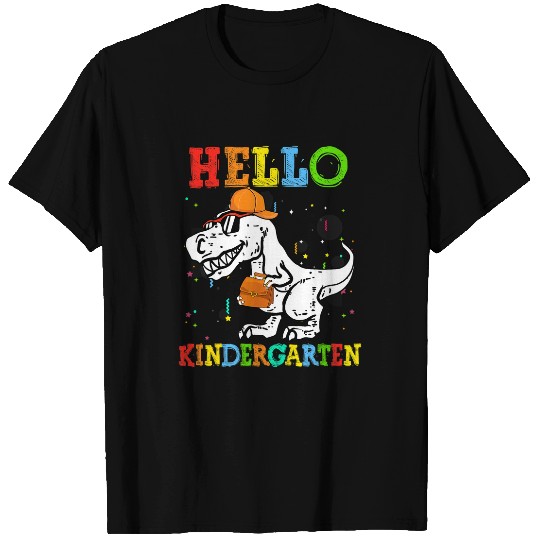 Dinosaur Pet Hello Kindergarten TRex Dinosaur Back To School Boy Student T-Shirts