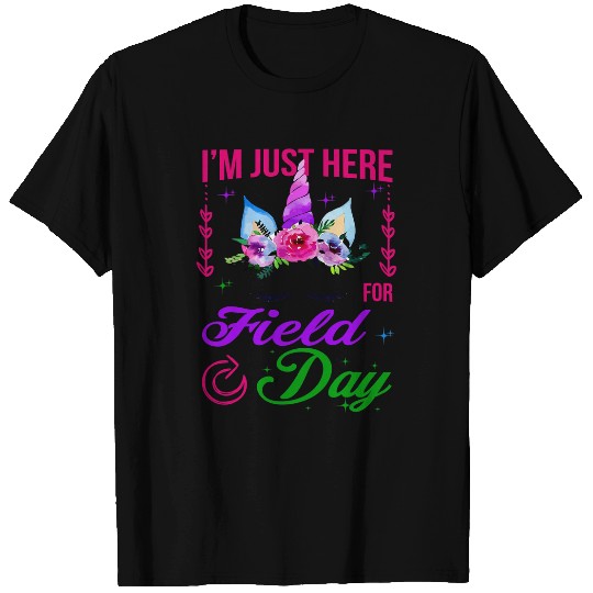 Unicorn Pet Im Just Here for Field Day Magical Unicorn Boys Girls Kids T-Shirts