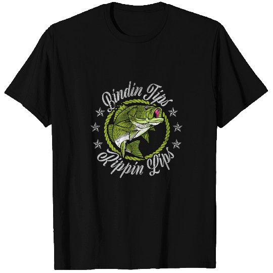 Fishing Fun Retro Fishing Design Bendin Tips Rippin Lips Bass Fish Funny T-Shirts