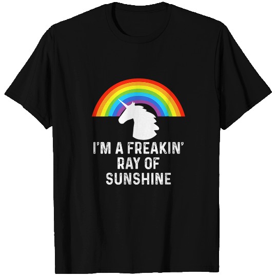Unicorn Pet Im A Freakin Ray Of Sunshine Rainbow Unicorn Girls Women 2 T-Shirts
