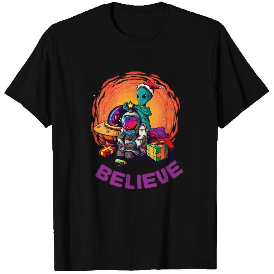 Aliens UFO Alien Christmas  2BELIEVE T-Shirts