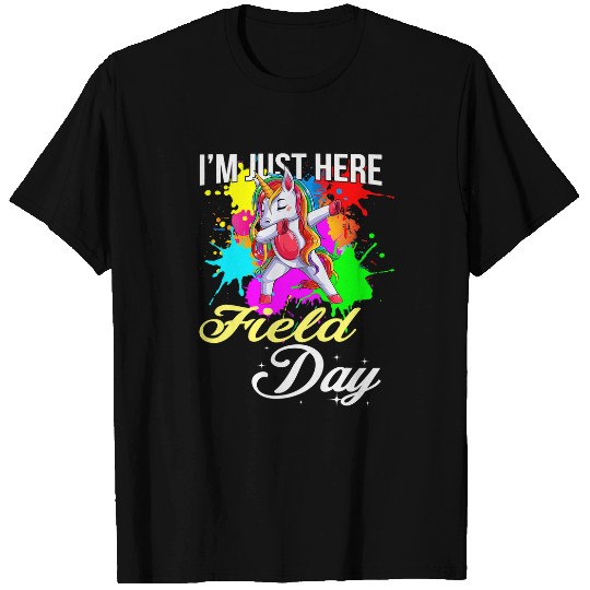 Unicorn Pet Im Just Here for Field Day  Unicorn Dab Men Women T-Shirts