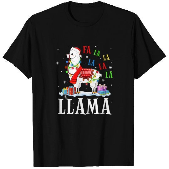 Llama Pet Christmas Outfit Fa La La Llama Funny xmass Llama Lover T-Shirts