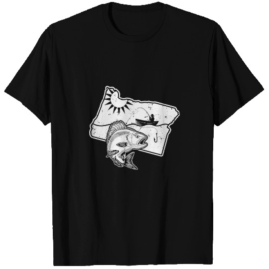 Fishing Fun Retro Fishing Oregon State Mountain T-Shirts