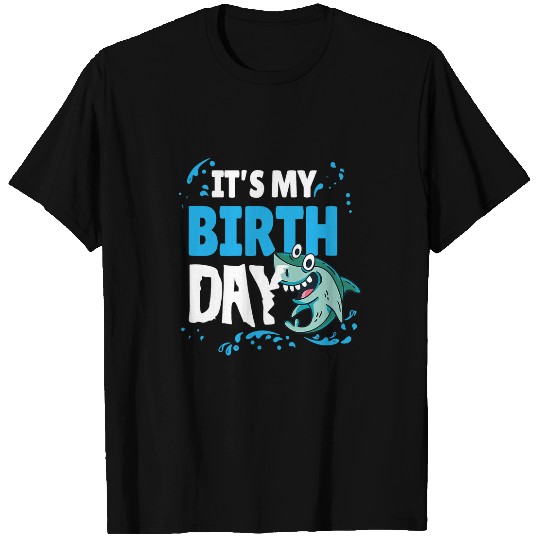 Shark Pet Its My Birthday Kids Blue Shark Birthday Bite T-Shirts