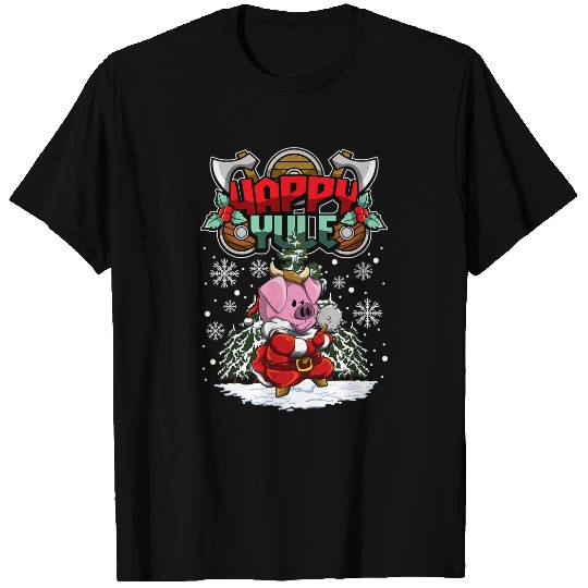 Pig Pet Happy Yule Viking Christmas Animals Piglet T-Shirts