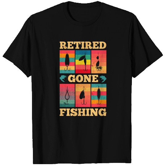 Fishing Fun Retired Gone Fishing Fish Hook Grandpa Grandparents Day T-Shirts