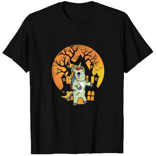 Unicorn Pet Pink Spooky Moon Halloween Zombie Unicorn Girl T-Shirts