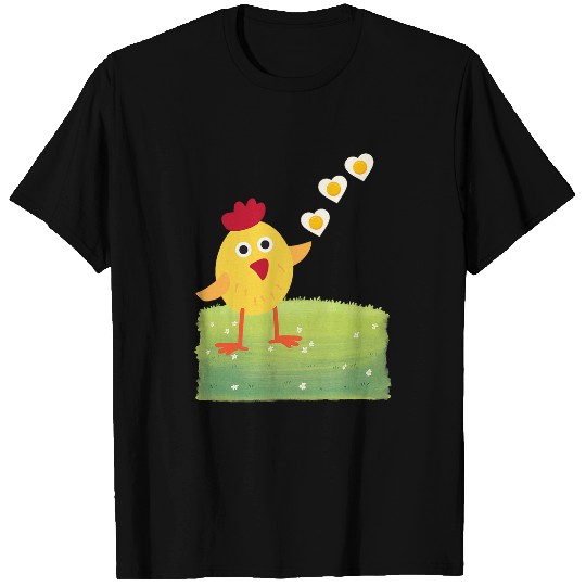 Chicken Pet Lover Design with Fried Egg Hearts T-Shirts