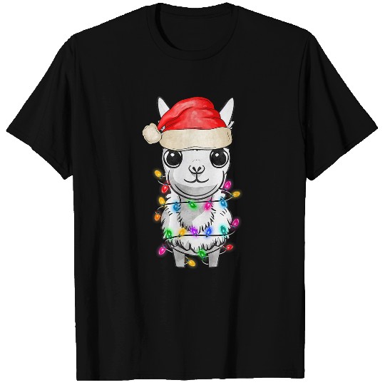 Llama Pet Christmas Tree Light Tangled Pajama xmass Graphic T-Shirts