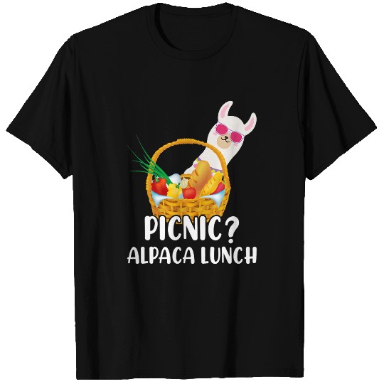 Llama Pet Picnic Alpaca Lunch Alpaca Wearing Sunglass Llama Picnic T-Shirts