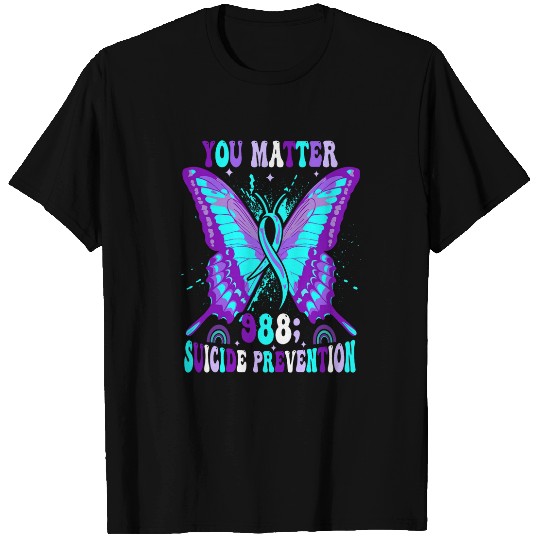 suicides Prevention 988 Ribbon You Matter 988 suicides Prevention Awareness Ribbon Butterfly T-Shirts
