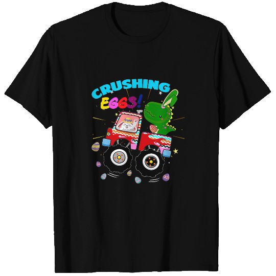 Dinosaur Pet Crushing Eggs Easter Dinosaur Bunny Trex Monster Trucks Kids T-Shirts