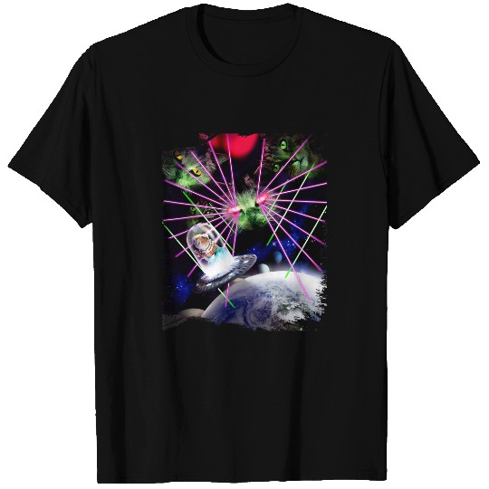 Aliens UFO Aloha Space Cat UFO Laser Eye Alien Cats Invading Funny T-Shirts