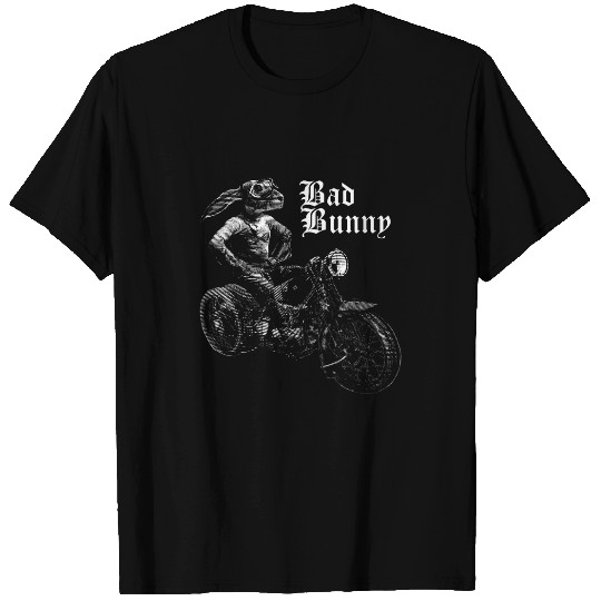 Bad Bunny Funny Easter Retro Motorcycle for Men T-Shirts