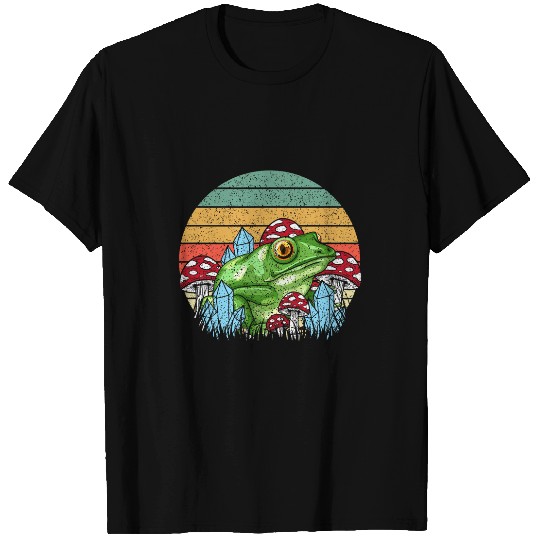 Frog Pet Cottagecore Aesthetic Retro Realistic Toad Frog Mushrooms T-Shirts