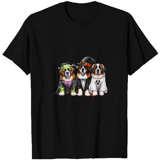 Halloween ghosts Costume Witch Dog Saint Bernard St  Bernard T-Shirts