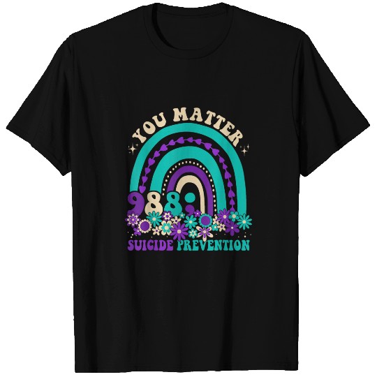 suicides Prevention 988 Ribbon You Matter 988 suicides Prevention Awareness Rainbow Groovy T-Shirts