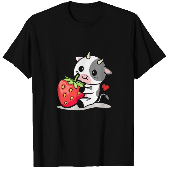 Cow Pet Adorable Pink Cow Japanese Kawaii Cute Strawberry Cow T-Shirts
