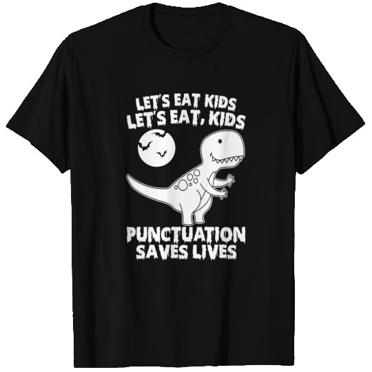 Dinosaur Pet Lets Eat Kids Punctuation Saves Lives Halloween Dinosaur Boy 8 T-Shirts